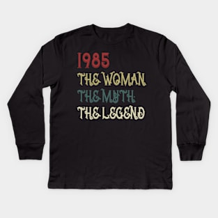 Vintage Retro 35th Birthday Gift Womens 1985 Legend Kids Long Sleeve T-Shirt